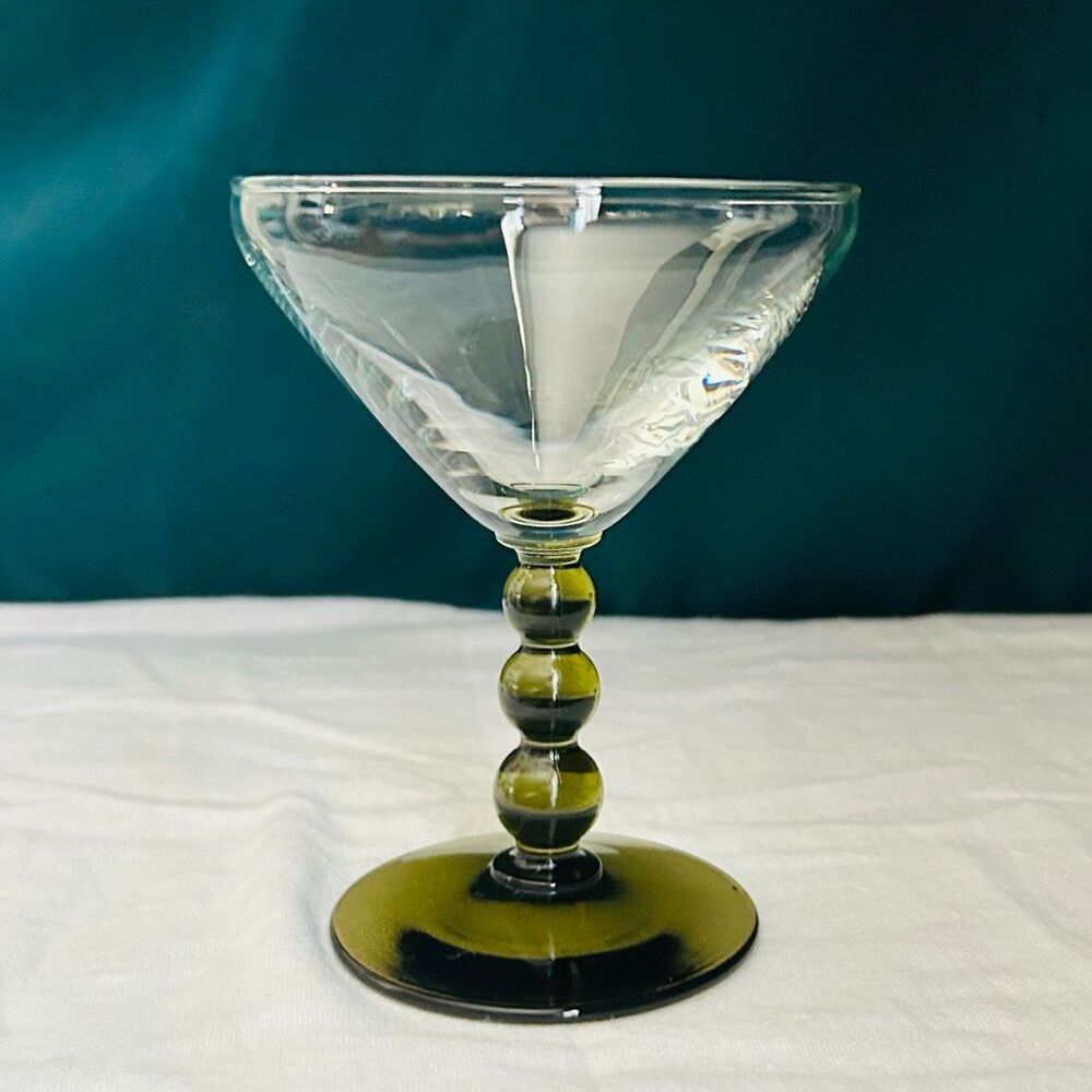 MCM Libbey Knob Hill Olive Green Liquor Cocktail Martini Glass
